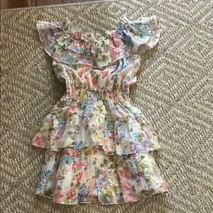 Lavender Brown Mini Sundress with Ruffled Tiered Skirt and Flutter Sleeves